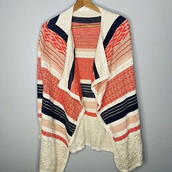 Tulle women’s Angora blend small abstract print multicolor open front cardigan - Picture 1 of 6